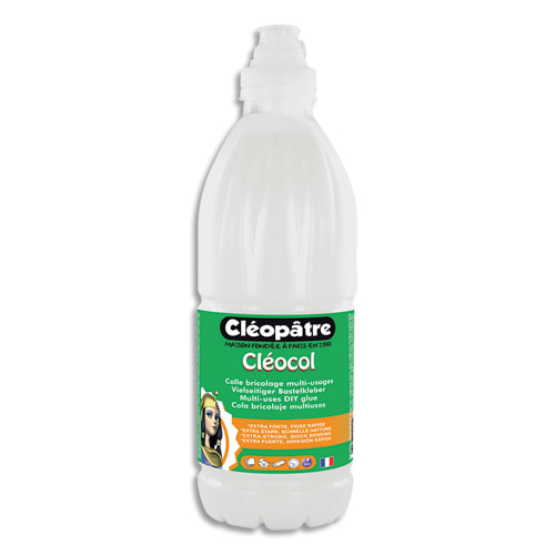 CLEOPATRE Colle Blanche vinylique / flacon de 1 litre Super Vinylique  Blanche