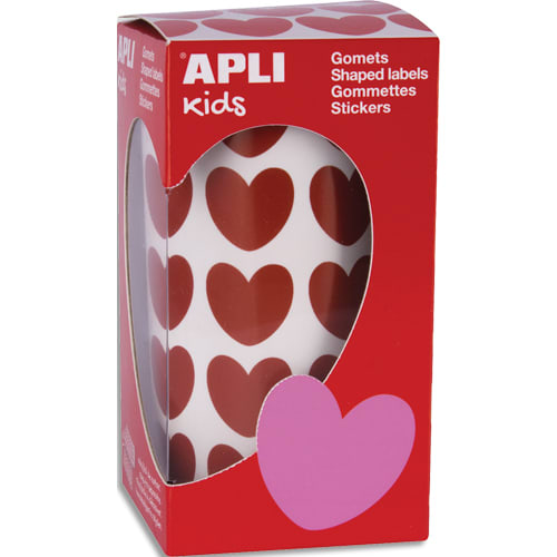 APLI KIDS Boîte de gommettes en rouleau forme coeur 20 x 18 mm, couleur rouge photo du produit Principale L