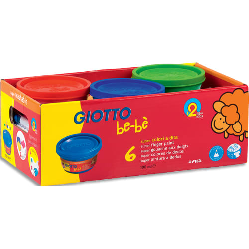 GIOTTO BE-BE Coffret de 6 pots de gouache doigts 100 ml assortis + accessoires photo du produit Principale L