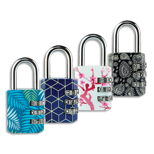 MASTER LOCK Cadenas à combinaison 3 chiffres largeur 30 mm motifs tendance  imprimés sous blister