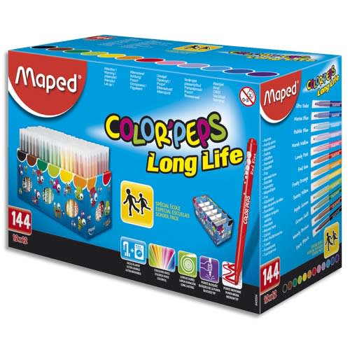 MAPED Schoolpack de 144 feutres Colorpeps pointe moyenne assortis photo du produit Principale L