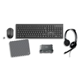 MOBILITY LAB Kit 5en1 composé de Souris sans fil-Clavier ss fil-Hub USB-Casque Jack 3,5mm-Tapis de Souris photo du produit