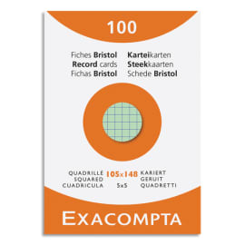 EXACOMPTA Etui de 100 fiches bristol non perforées 148x210mm (A5