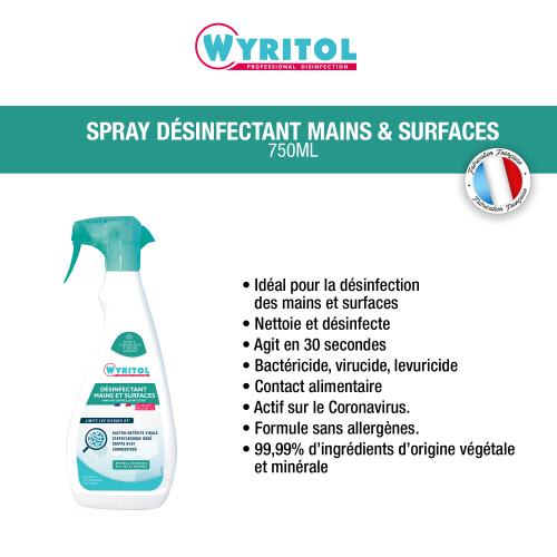 Spray nettoyant désinfectant toutes surfaces Wyritol 750ml