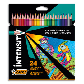 BIC Intensity Crayon de Couleur Triangulaire Mine Douce Corps Coloré Sans Bois - Couleurs assorties x24 photo du produit