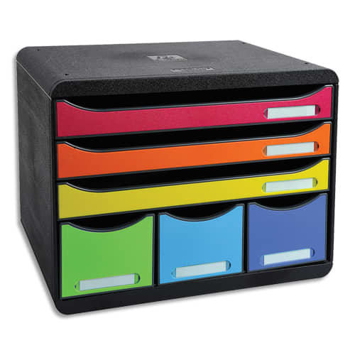 EXACOMPTA Module Store-Box Noir Arlequin 6 tiroirs PS, 3 formats A4+, 3 rangements L35,5 x H27,1 x P27 cm photo du produit