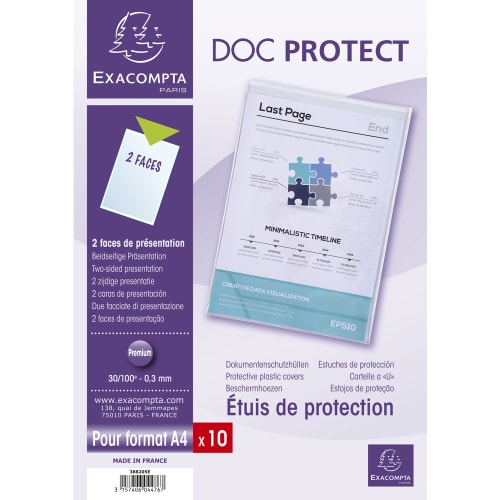 EXACOMPTA Sachet de 10 étuis 2 faces en PVC 30/100 ème. Format 30 x 21 cm. photo du produit Secondaire 2 L