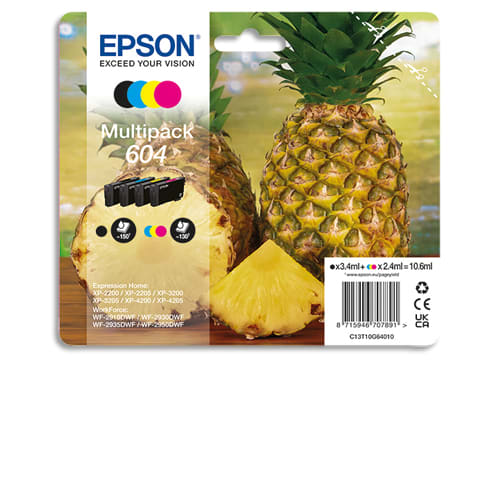 EPSON Pack de 4 cartouches Jet d'Encre ANANAS 604 (T10G6) C13T10G64010 photo du produit Principale L