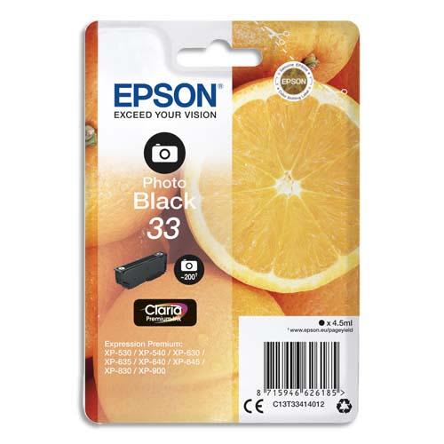 EPSON Cartouche Jet d'Encre Claria Premium Noir Photo ''Oranges'' 33 (T3341) - C13T33414012 photo du produit Principale L