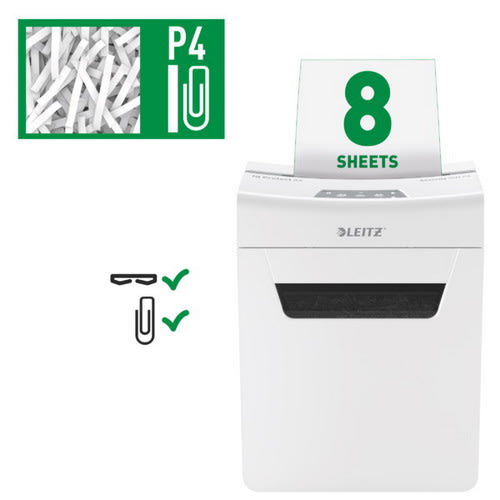 LEITZ Destructeur de documents IQ Protect 8X P-4, coupe croisée, 8 feuilles, 14 litres, 80910000 photo du produit Secondaire 1 L