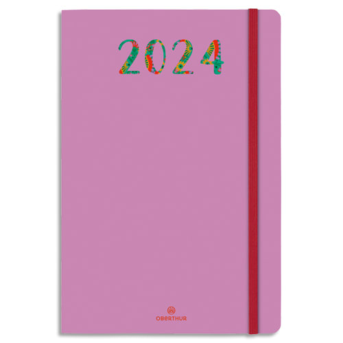 OBERTHUR Agenda MERIDA,Janvier à Décembre 2024, format 17x24,5cm, couv  imprimée marquage à chaud Violet ≡ CALIPAGE