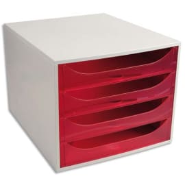 Module de classement ECO 4 tiroirs, Gris/Rose translucide - Dim. : L28,4 x H23,4 x P34,8 cm photo du produit