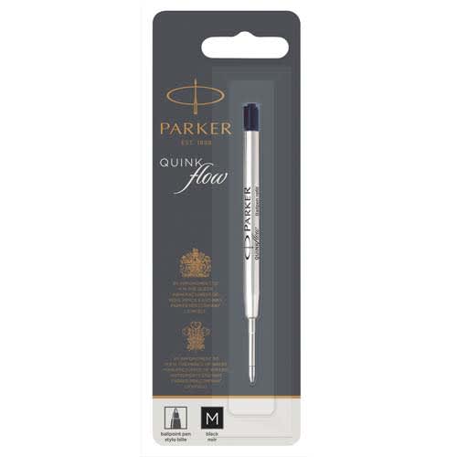 PARKER Recharge pour bille pointe moyenne QUINKFLOW encre Noire. En blister. photo du produit Principale L