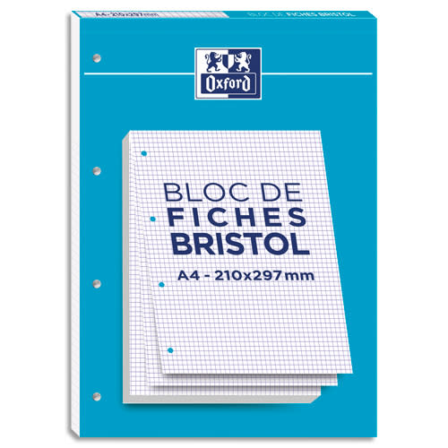 OXFORD Bloc de 30 feuilles BRISTOL perforées A4 210g 5x5 Blanc