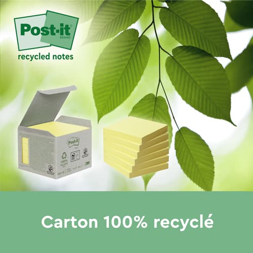 POST-IT Pack avantages Notes Post-it® Recyclées Jaunes 76x76 mm, 100 feuilles, 18 blocs + 6 offerts. photo du produit Secondaire 1 L