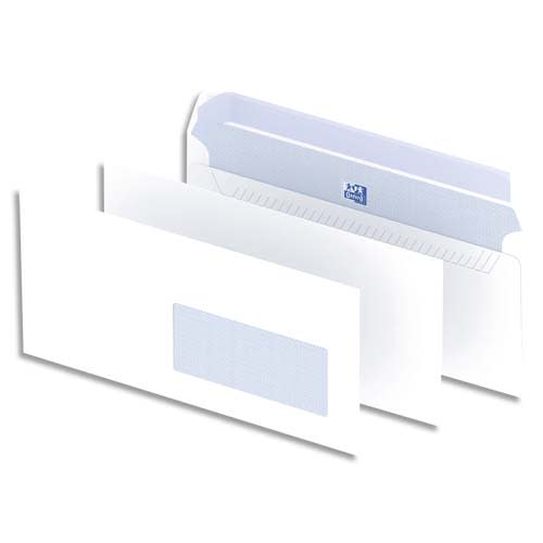 OXFORD Boîte de 200 enveloppes blanches auto-adhésives 90g format 162X229mm C5 fenêtre 45x100mm photo du produit Principale L