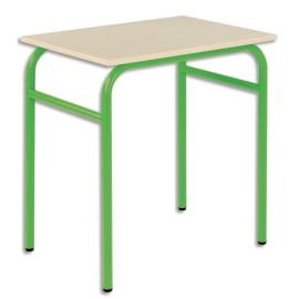 SODEMATUB Lot de 4 tables scolaire MONOPLACE, hêtre, plateau 70 x 50 cm, hauteur 71 cm, taille 5, vert photo du produit