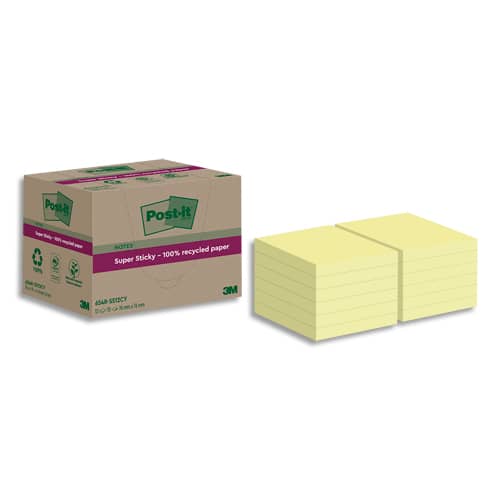 Notes repositionnables - 76 x 76 mm - Jaune pastel - POST-IT