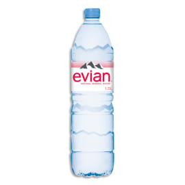 EVIAN Bouteille plastique d'eau d'1,5 litre minérale plate photo du produit