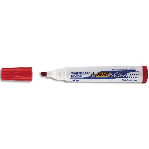 BIC Velleda 1751 ECOlutions Feutres pour Tableau Blanc Effaçables à Sec Pointe Moyenne Biseautée - Rouge photo du produit