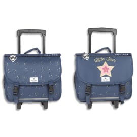 POL FOX Cartable &agrave; roulettes 38cm STAR BLUE en Polyester. Dimensions : 38x18x37cm. Rabat r&eacute;versible. Bleu photo du produit