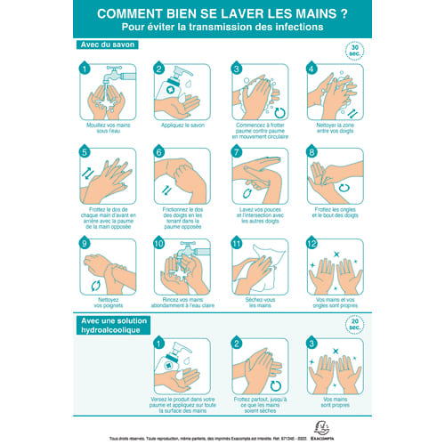 EXACOMPTA Affichage consignes comment bien se laver les mains 23x38 cm 67134E photo du produit Principale L