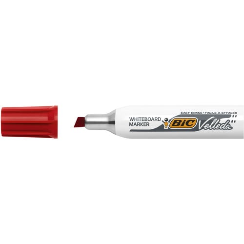 BIC Velleda 1781 Feutres pour Tableau Blanc Effaçables à Sec Pointe Biseautée Large - Rouge photo du produit Secondaire 3 L