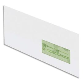 OXFORD Boîte de 500 enveloppes recyclées extra Blanches 90g format DL 110x220 mm avec fenêtre 45x100 mm photo du produit