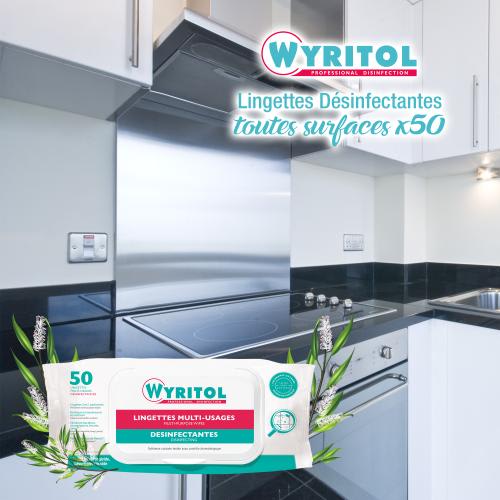 Lingettes désinfectantes nettoyantes surfaces Wyritol, étui de 50 -  Lingettes sols et surfaces