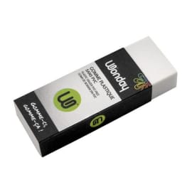WONDAY Gomme plastique Blanche rectangulaire - Mod&egrave;le standard, tous usages - En bo&icirc;te pr&eacute;sentoir photo du produit