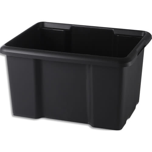 SUNDIS Bac de rangement noir superposable empilable France matière recyclée 45L 39,5 x 43,5 x 55,5 cm photo du produit Principale L