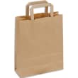 Paquet de 50 sacs kraft brun poignées plates 180 + 80 x 220 mm photo du produit