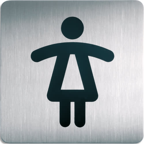 DURABLE Plaque Picto carré Toilettes Femmes en acier brossé inoxydable - 15 x 15 cm - Argent métallisé photo du produit Principale L