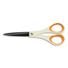 FISKARS Ciseau avec lame titane et revêtement non collant, longueur 18cm, ambidextre Blanc/Orange photo du produit