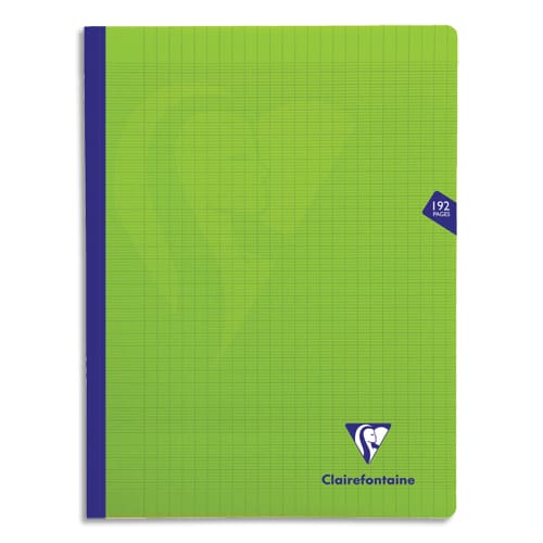 CLAIREFONTAINE Cahier Mimesys brochure cousue 192 pages Seyès 24x32. Couverture polypropylène Verte photo du produit Principale L