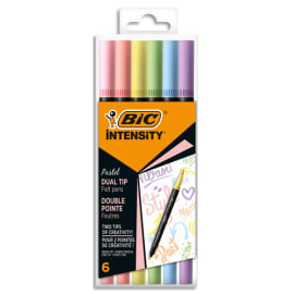 BIC Etui x 6 feutres double pointe : 1 pointe pinceau et 1 pointe fine. Couleurs assorties. photo du produit