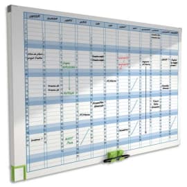 Bi-Office Tableau blanc 90x60 cm Planning annuel magnétique 12 mois