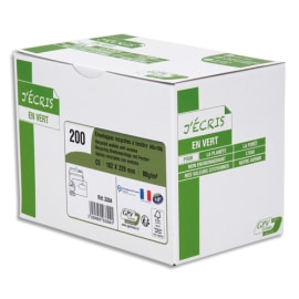 GPV Boîte de 200 enveloppes recyclées extra Blanches Erapure, format C5 162x229mm fenêtre 45x100mm 80g photo du produit