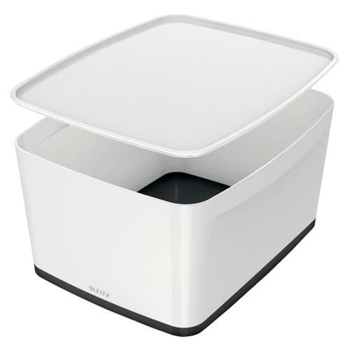 LEITZ Boîte MYBOX medium avec couvercle en ABS. Coloris Blanc fond Noir photo du produit Principale L