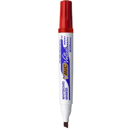 BIC Velleda 1751 ECOlutions Feutres pour Tableau Blanc Effaçables à Sec Pointe Moyenne Biseautée - Rouge photo du produit Secondaire 1 L