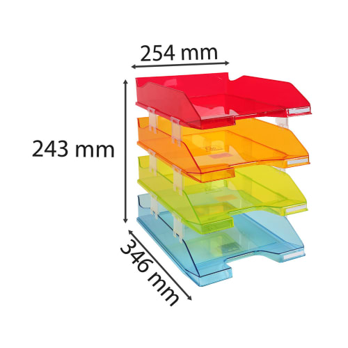 EXACOMPTA Set 4 corbeilles courrier LINICOLOR 12 éléments superposition fournis Coloris ass translucides photo du produit Secondaire 2 L