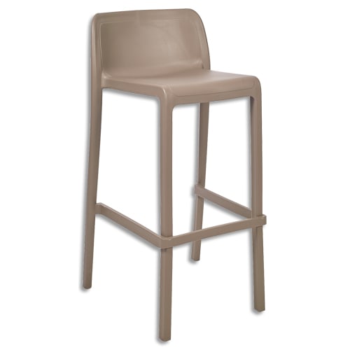 MT INTERNATIONAL Tabouret extérieur empilable en polypropylène Taupe hauteur 95cm. Embout antidérapant photo du produit Principale L