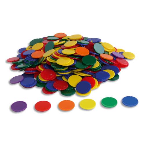 OZ INTERNATIONAL Lot de 500 jetons opaques en plastique, Diamètre 2,5 cm, 6 couleurs assorties photo du produit Principale L