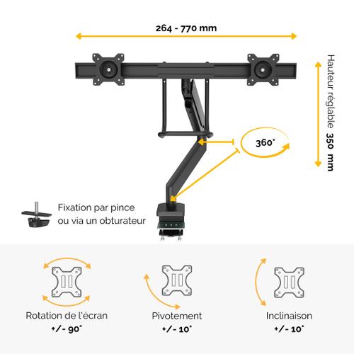 FELLOWES Bras porte-écran double à barre transversale, 2 écrans jusqu'à 32'', noir, 9909301 photo du produit Secondaire 2 L