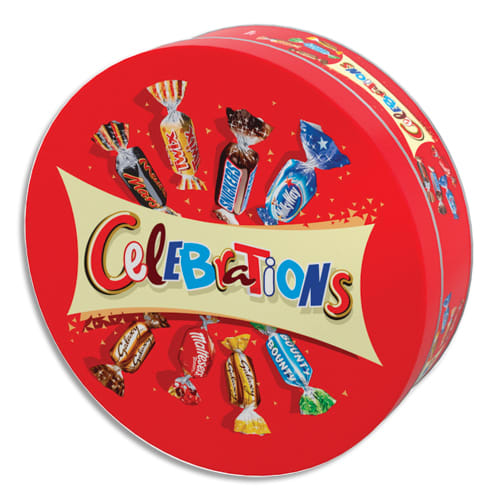 CELEBRATION Assortiment de chocolats au lait fourrés et de biscuits enrobés  de chocolat au lait 435g