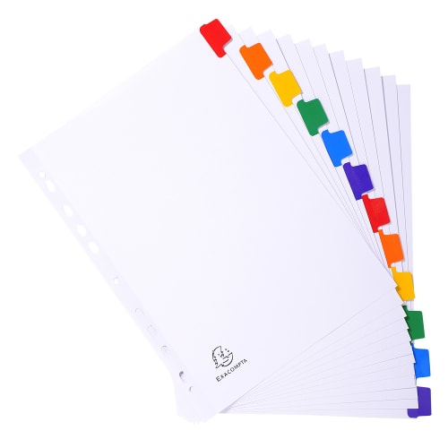 EXACOMPTA Jeu d'intercalaire 12 positions en carte Blanche 170g, onglets Mylar®. Format A4. photo du produit Secondaire 2 L