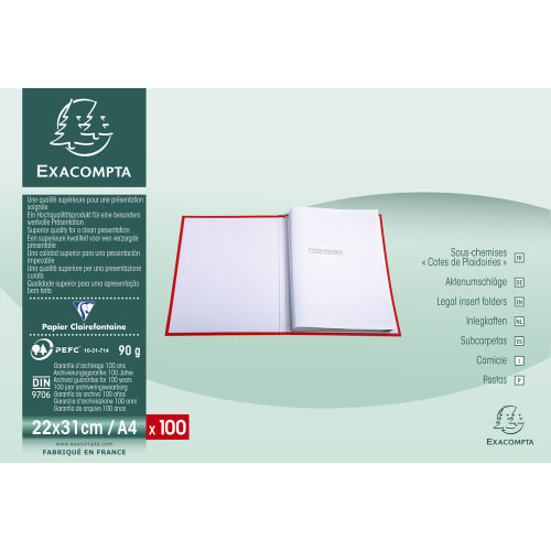 EXACOMPTA Paquet de 100 cottes de plaidoirie papier fort 90 grammes coloris Blanc photo du produit Secondaire 2 L