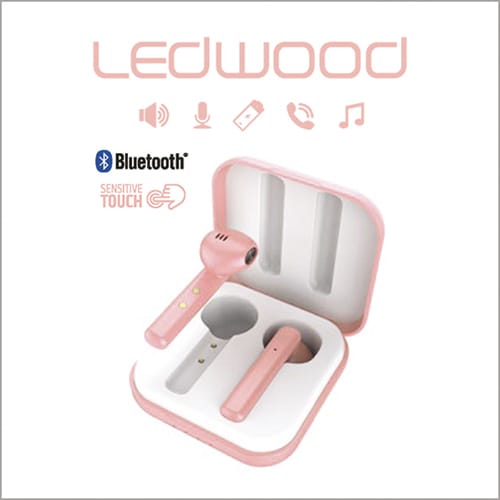 LEDWOOD Ecouteurs intra-auriculaires sans fil Rose, touch contôle, USB TYPE-C photo du produit Principale L