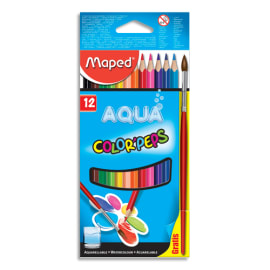 MAPED Boîte de 12 crayons de couleur aquarellables COLOR'PEPS + 1 pinceau offert photo du produit