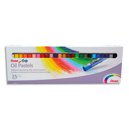 PENTEL Boîte de 25 pastels à l'huile diamètre 8 mm, couleurs assorties photo du produit Principale L